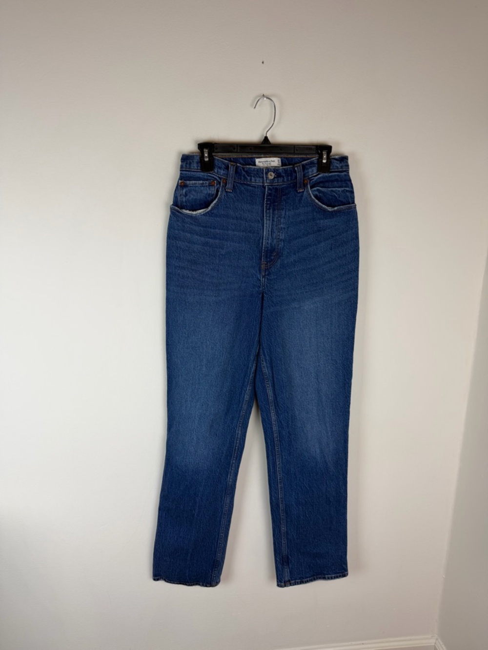 Abercrombie & Fitch High Rise 90s Straight Jean Dark Wash Curve Love 30 Long - Picture 5 of 8